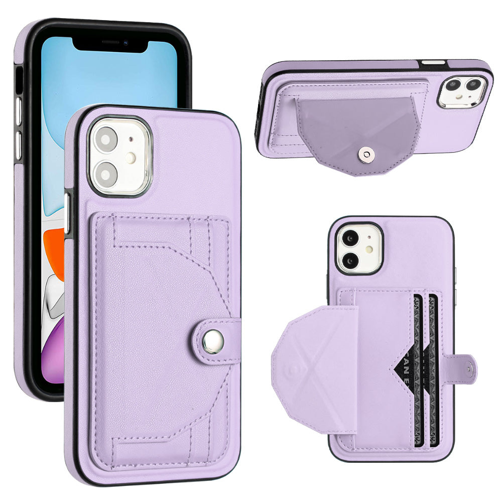 YB Leather Coating Series-4 for iPhone 11 Kickstand Card Slots Case PU Leather Coated TPU Phone Cover YB Leather Coating Series-4 for iPhone 11 Kickstand Card Slots Case PU Leather Coated TPU Phone Cover